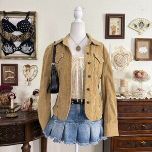 y2k girly grunge tan corduroy jacket